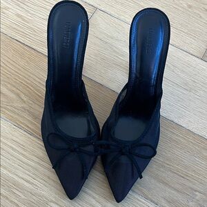 Forever 21 Black Mesh Mules with Bow